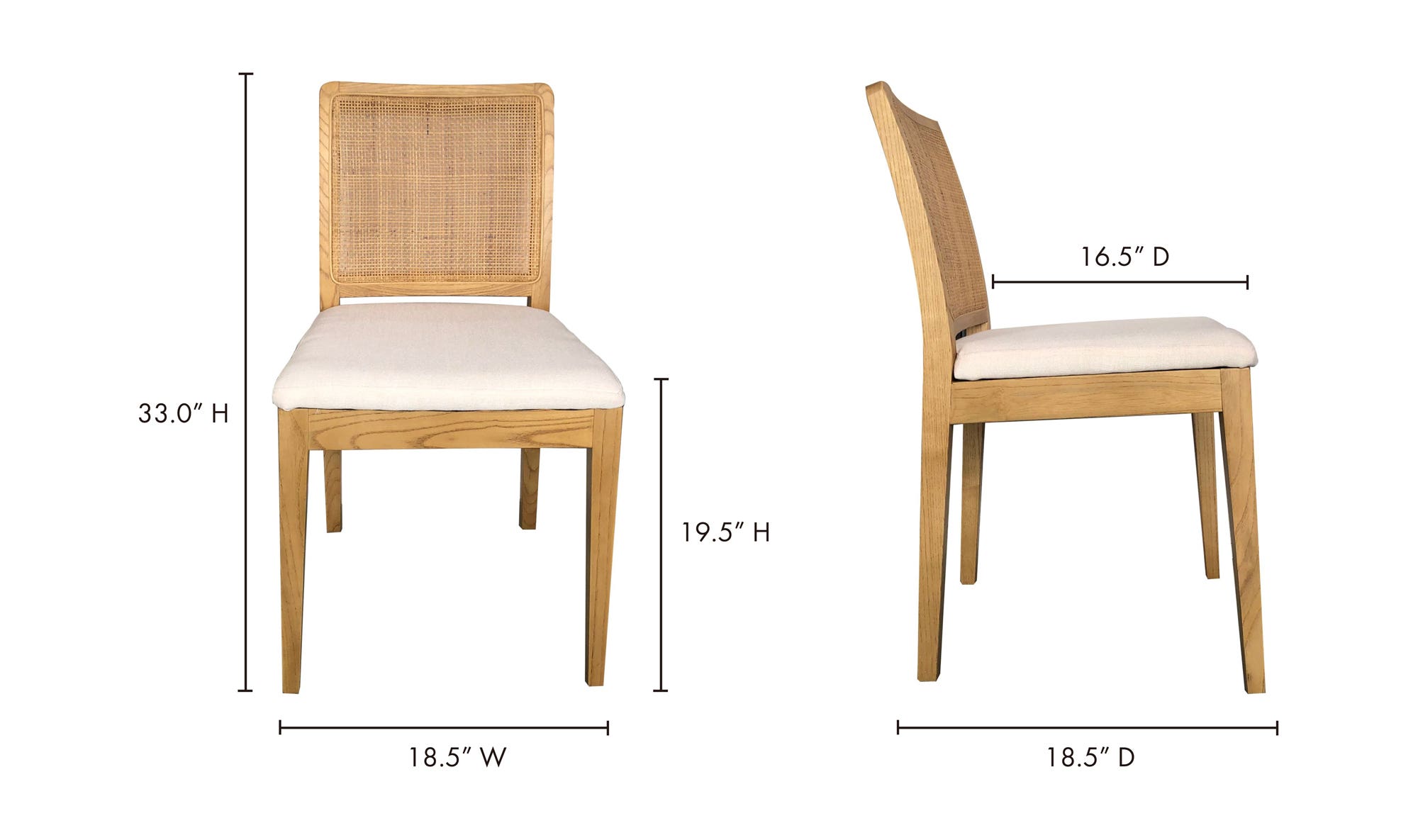 Moe's Orville Contemporary Dining Chair Set of 2 - Natural