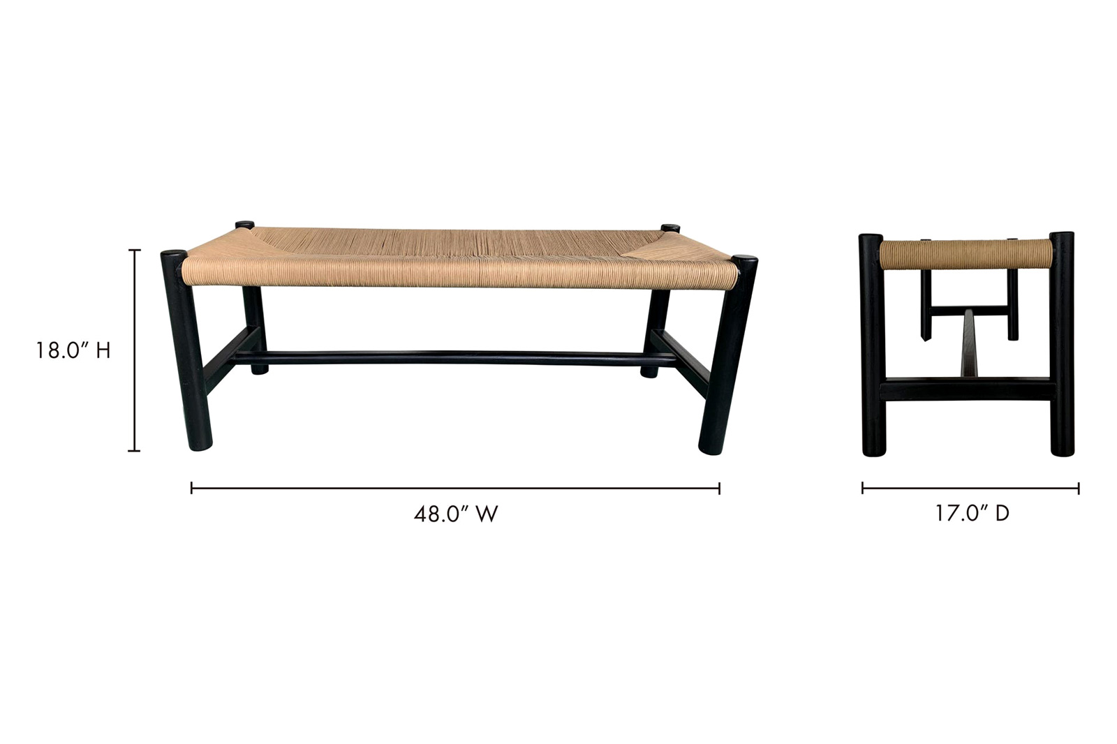 Moe's Hawthorn Bench - Black, Small