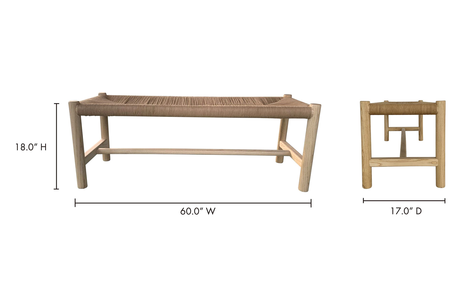 Moe's Hawthorn Bench - Natural, Large