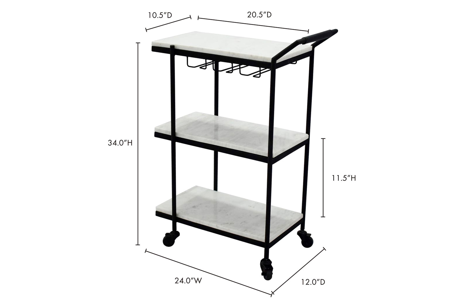 Moe's - After Hours Bar Cart in White