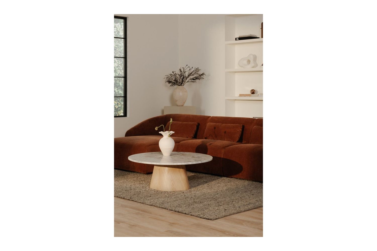 Moe's Amelia Lounge Contemporary Modular Sectional - Chestnut, Left Facing