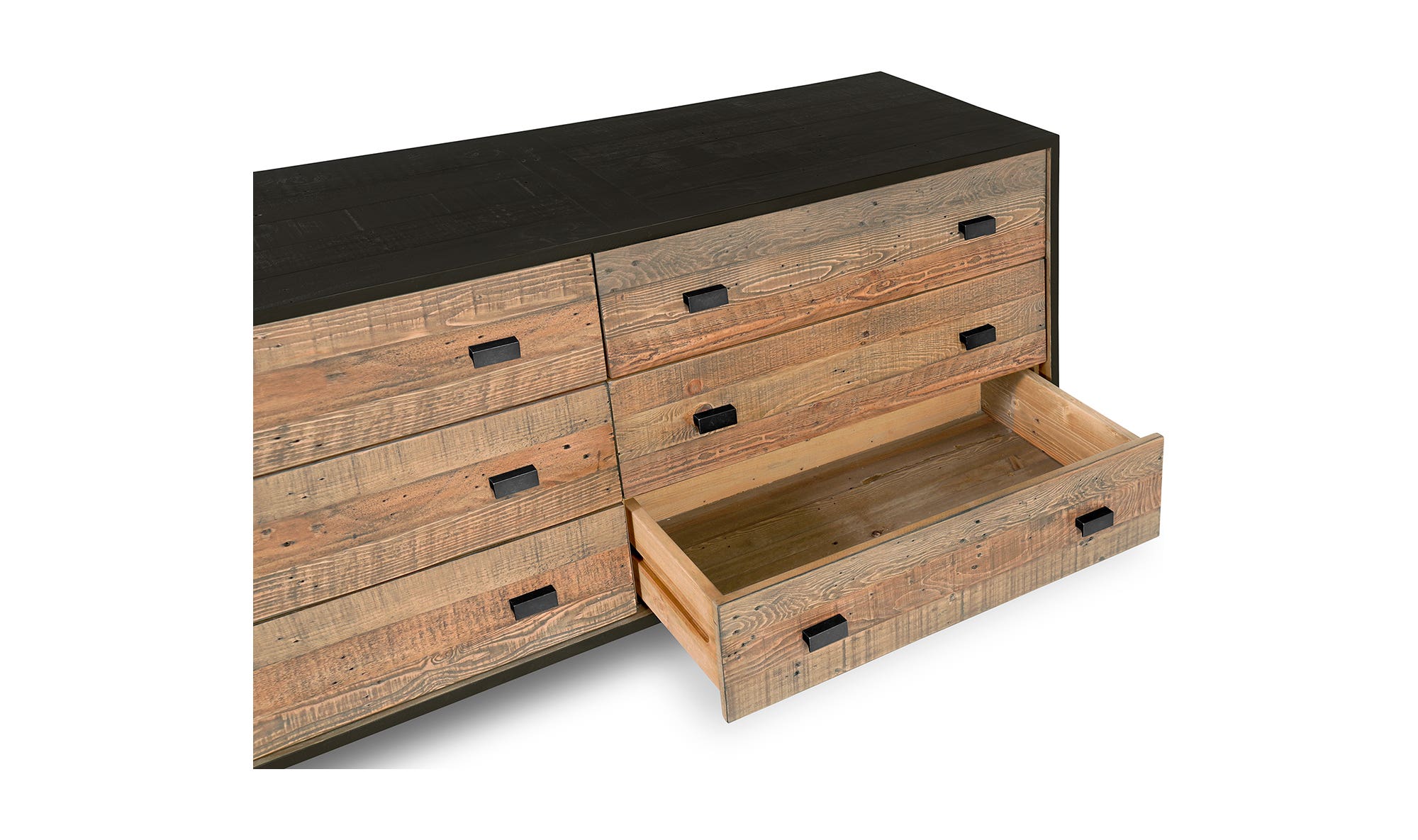 Moe's - Nova Rustic 6 Drawers Dresser in Black