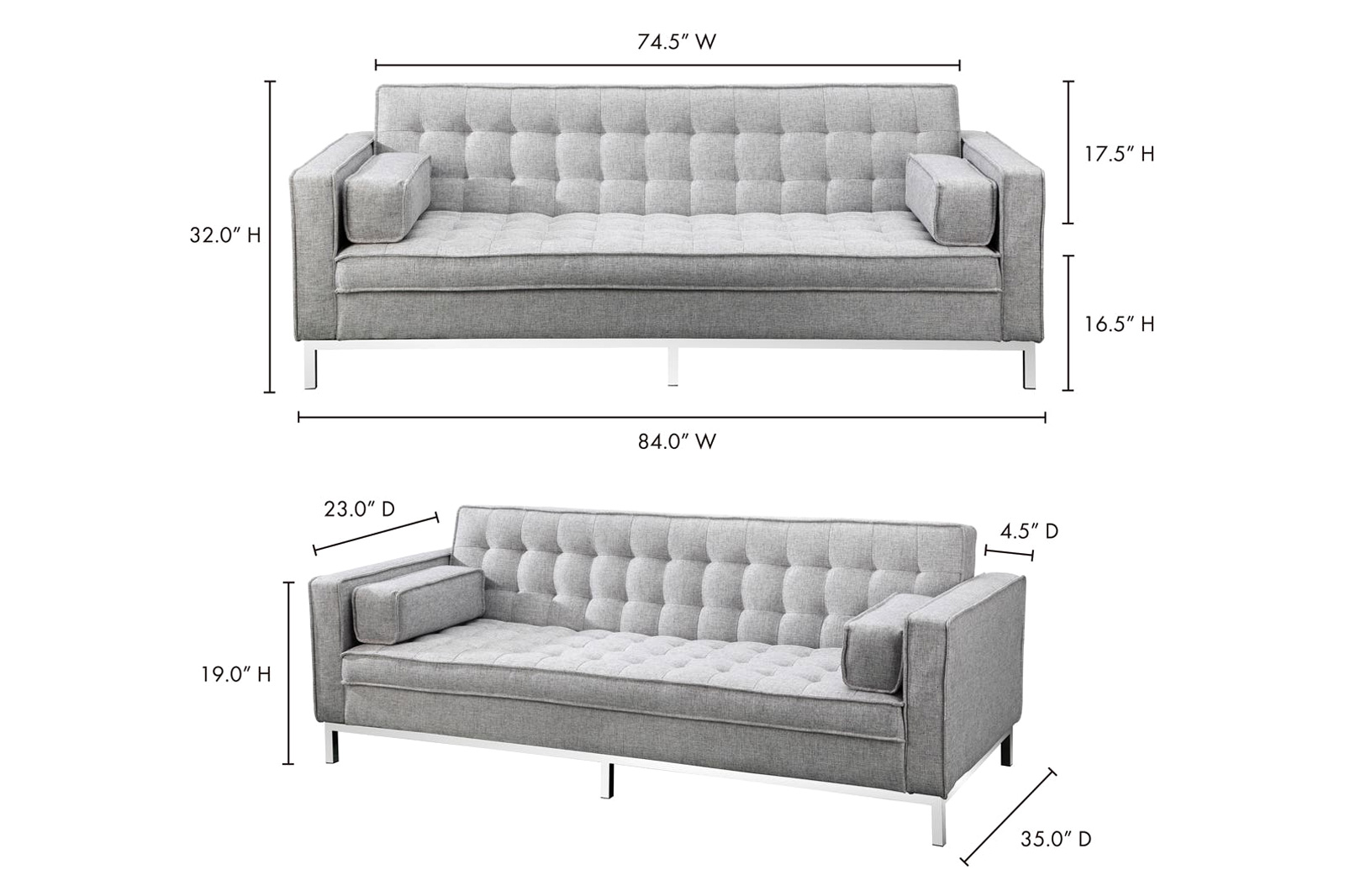 Moe's - Covella Sofa Bed in Gray