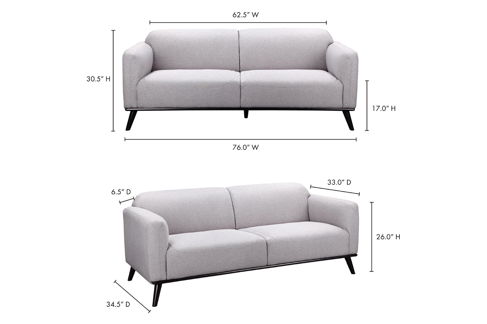 Moe's - Peppy Sofa in Gray