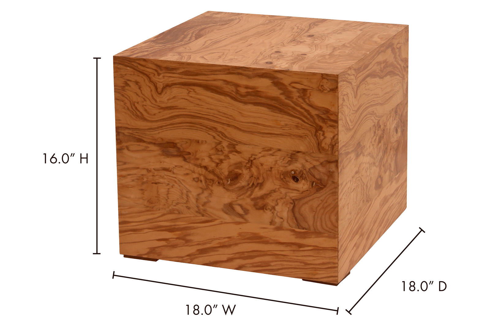 Moe's Nash Side Table - Honey Brown Burl