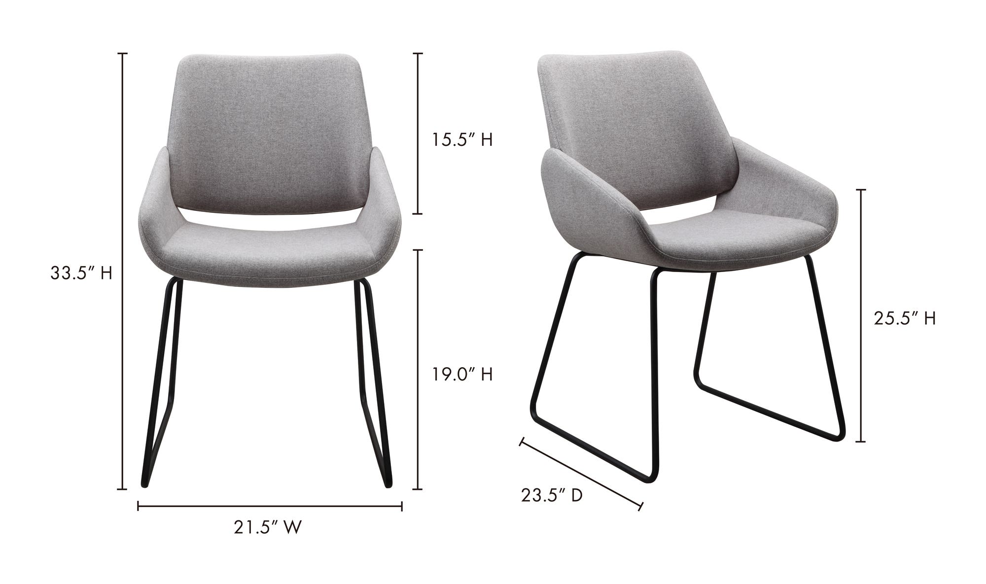 Moe's - Lisboa Contemporary Dining Chair in Light Gray