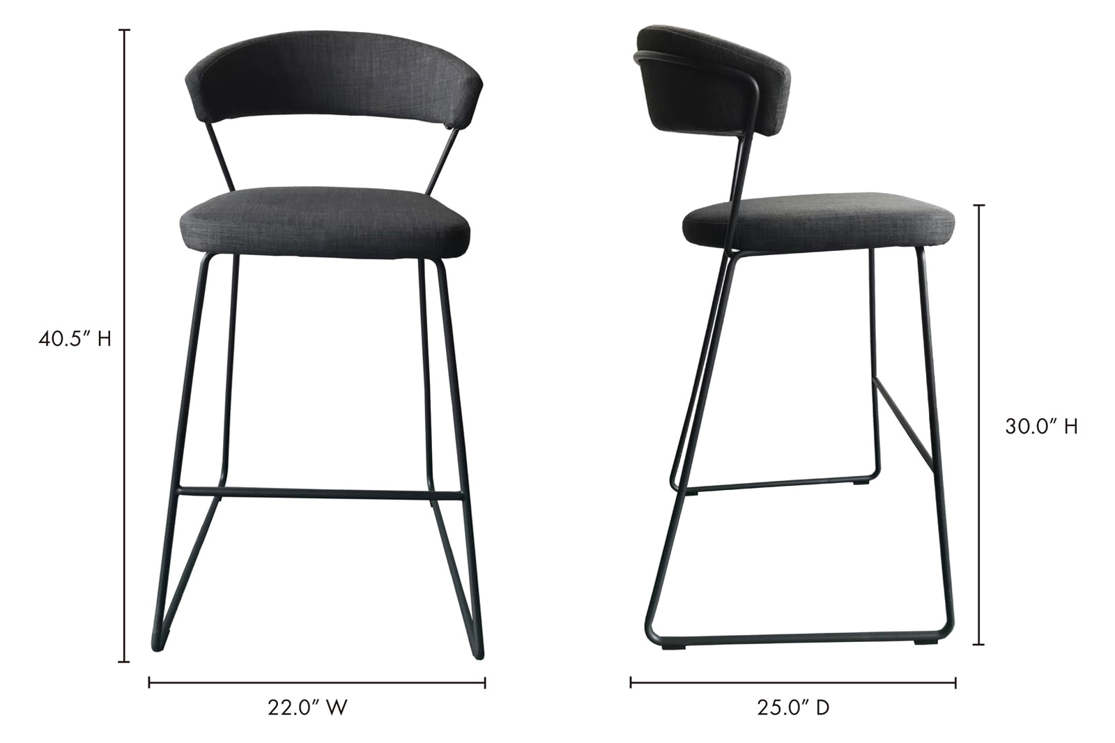 Moe's Adria Bar Stool - Dark Gray