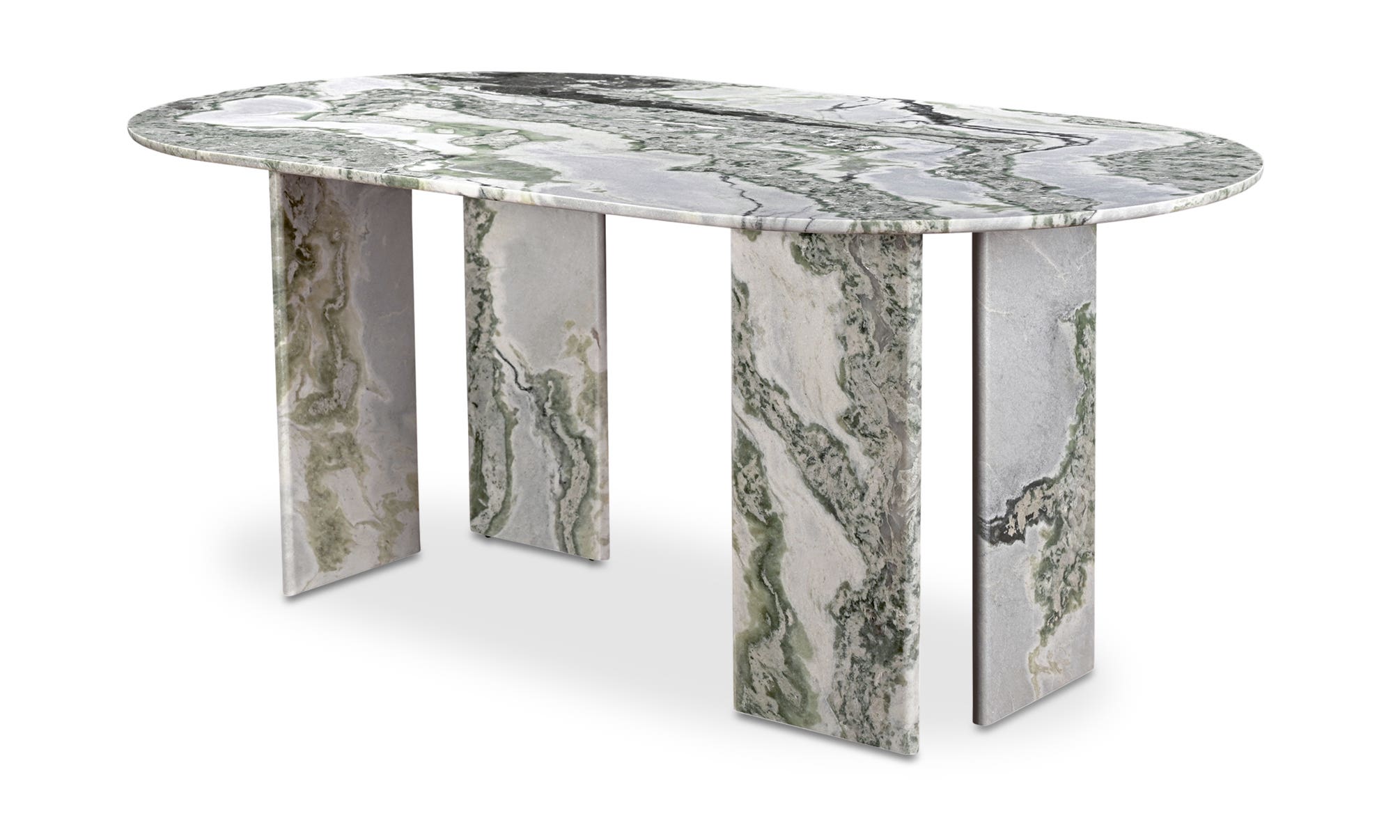 Moe's Celia Contemporary Oval Dining Table - Green Onyx Marble