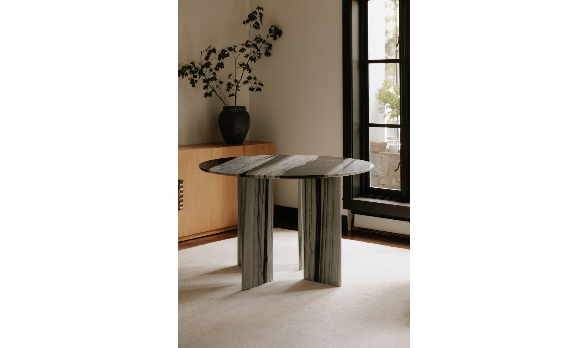 Moe's Celia Contemporary Round Dining Table - Panda Marble