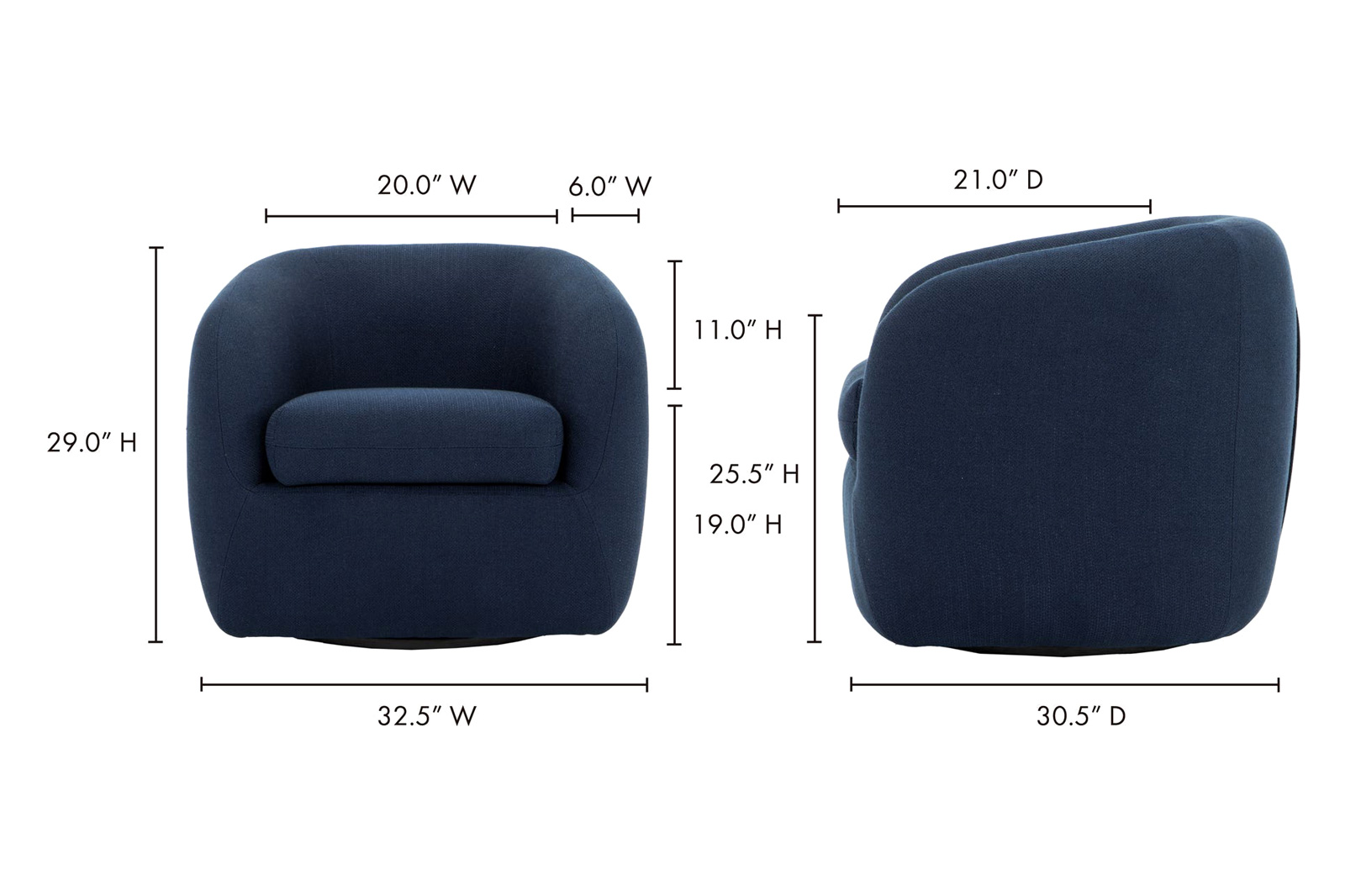 Moe's - Maurice Swivel Chair in Blue