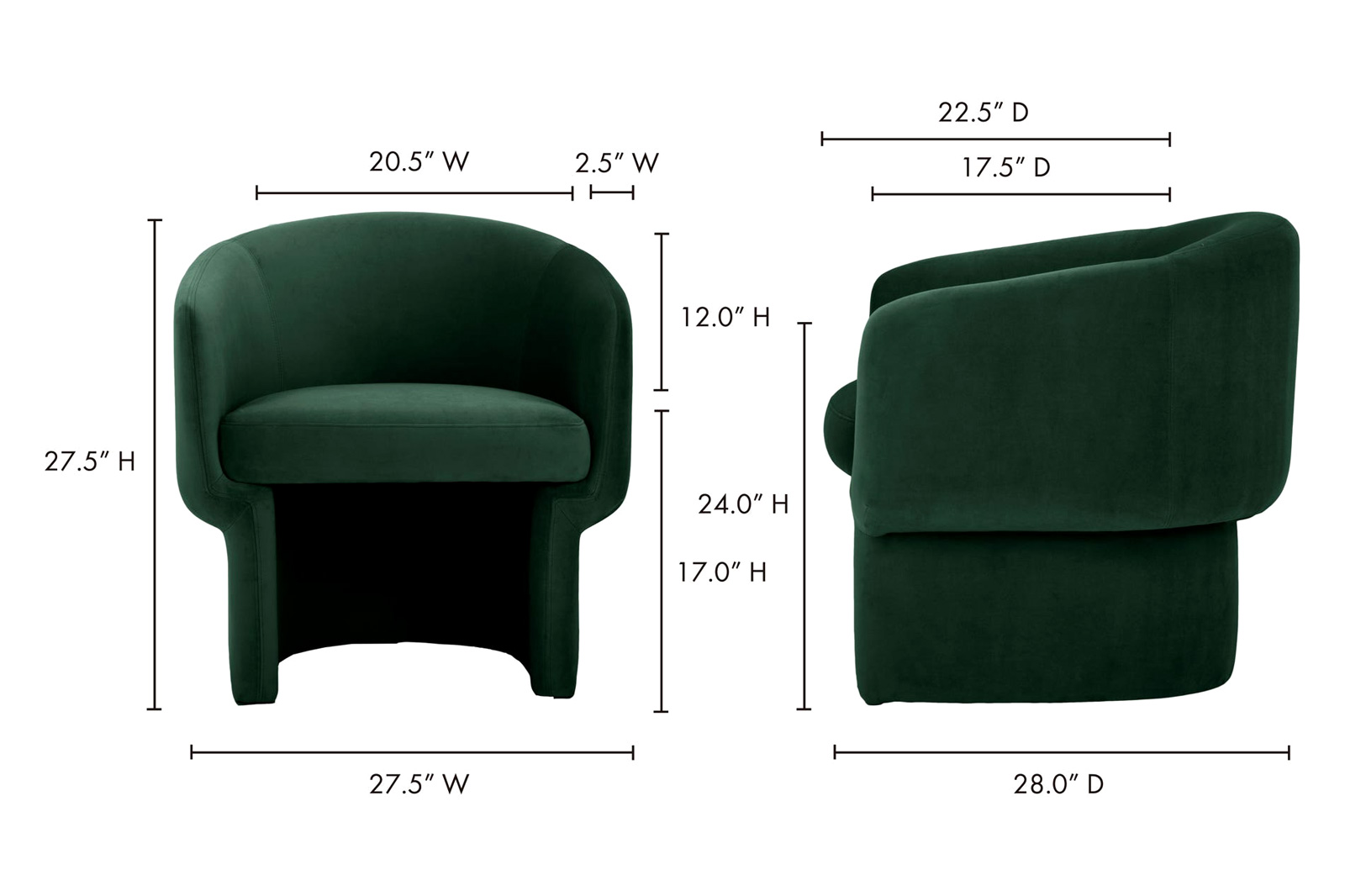 Moe's Franco Chair - Dark Green