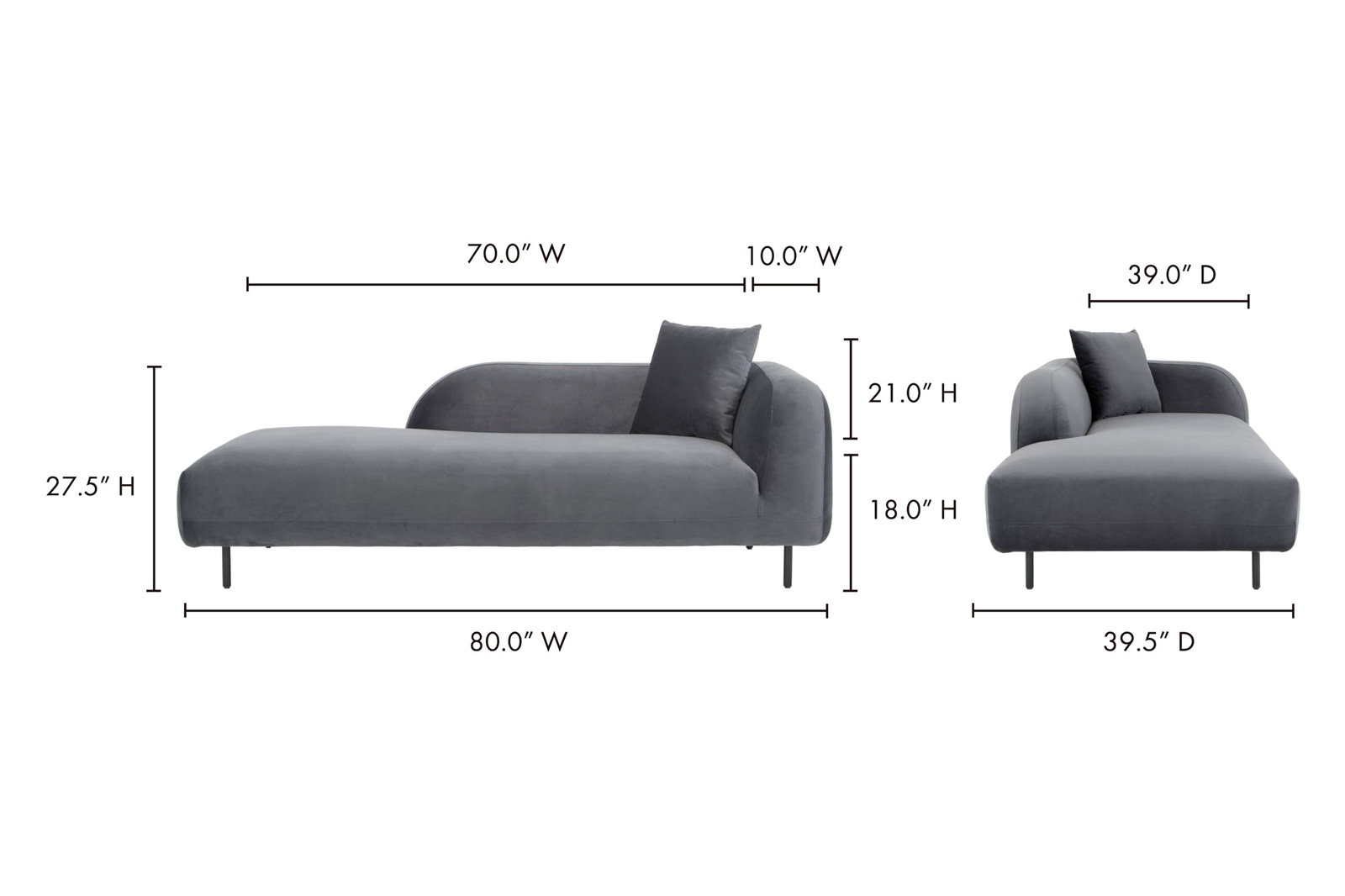 Moe's™ Deleuze Chaise - Dark Gray