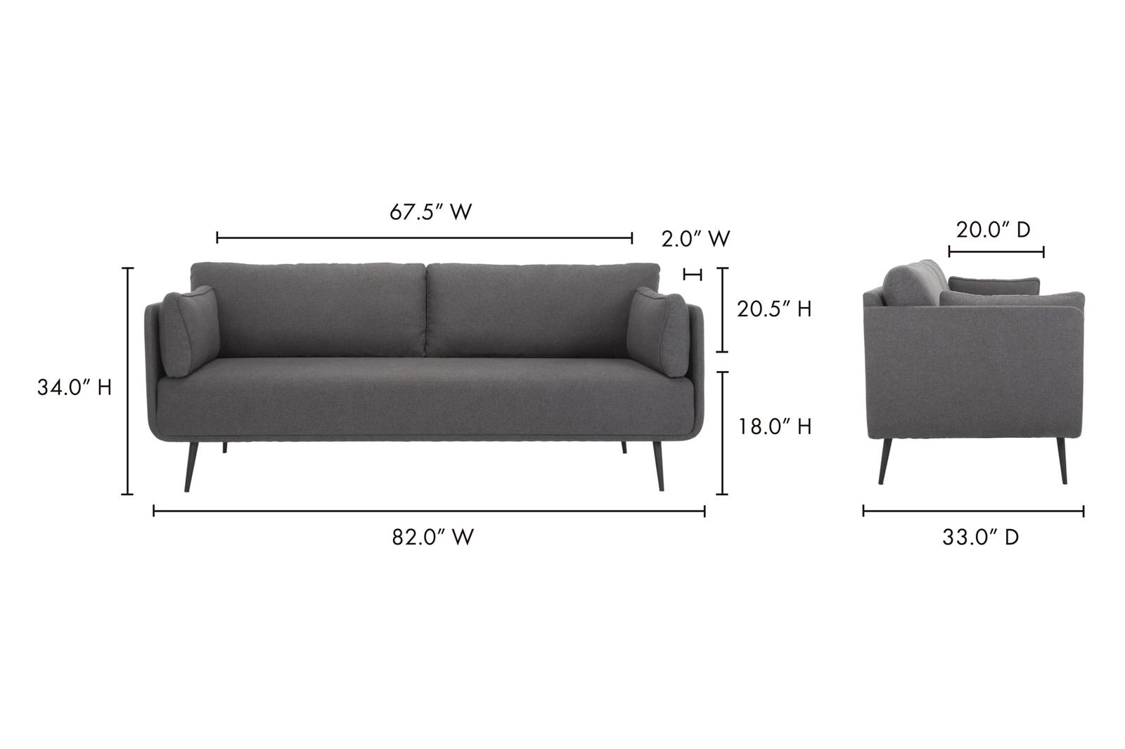 Moe's - Rodrigo Sofa in Gray