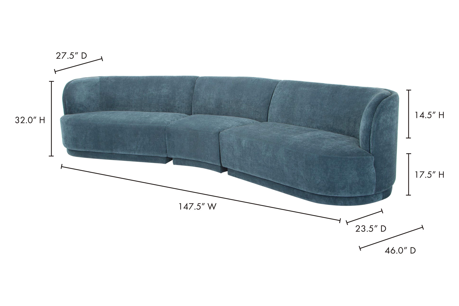 Moe's Yoon Compass Modular Sectional - Nightshade Blue