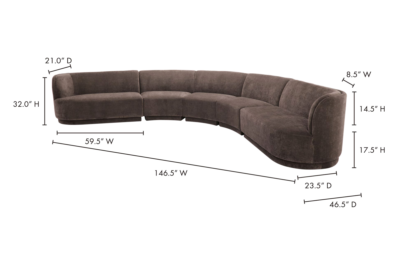 Moe's Yoon Radius Modular Sectional - Umbra Gray