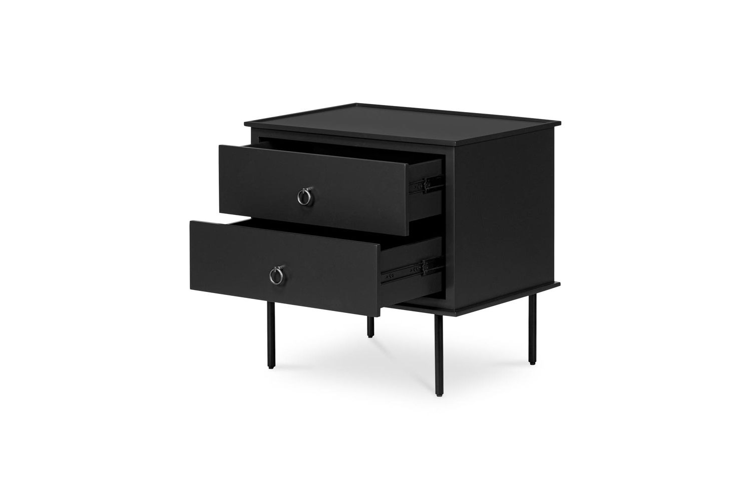 Moe's Reagan Contemporary 2 Drawer Nightstand - Black