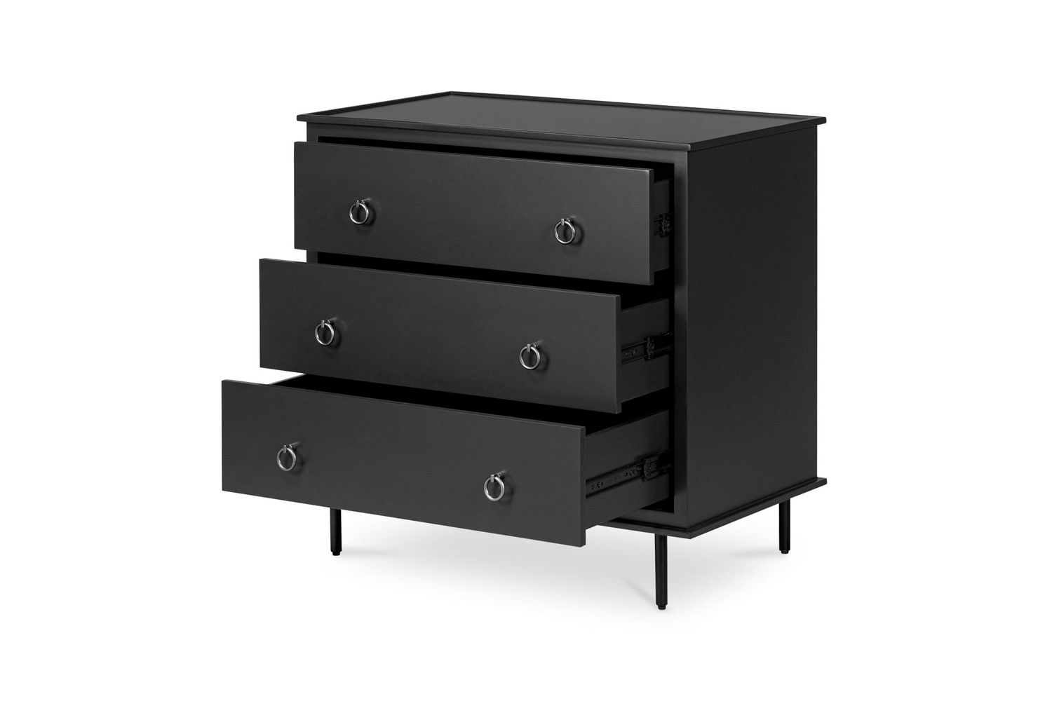 Moe's Reagan Contemporary 3 Drawer Nightstand - Black