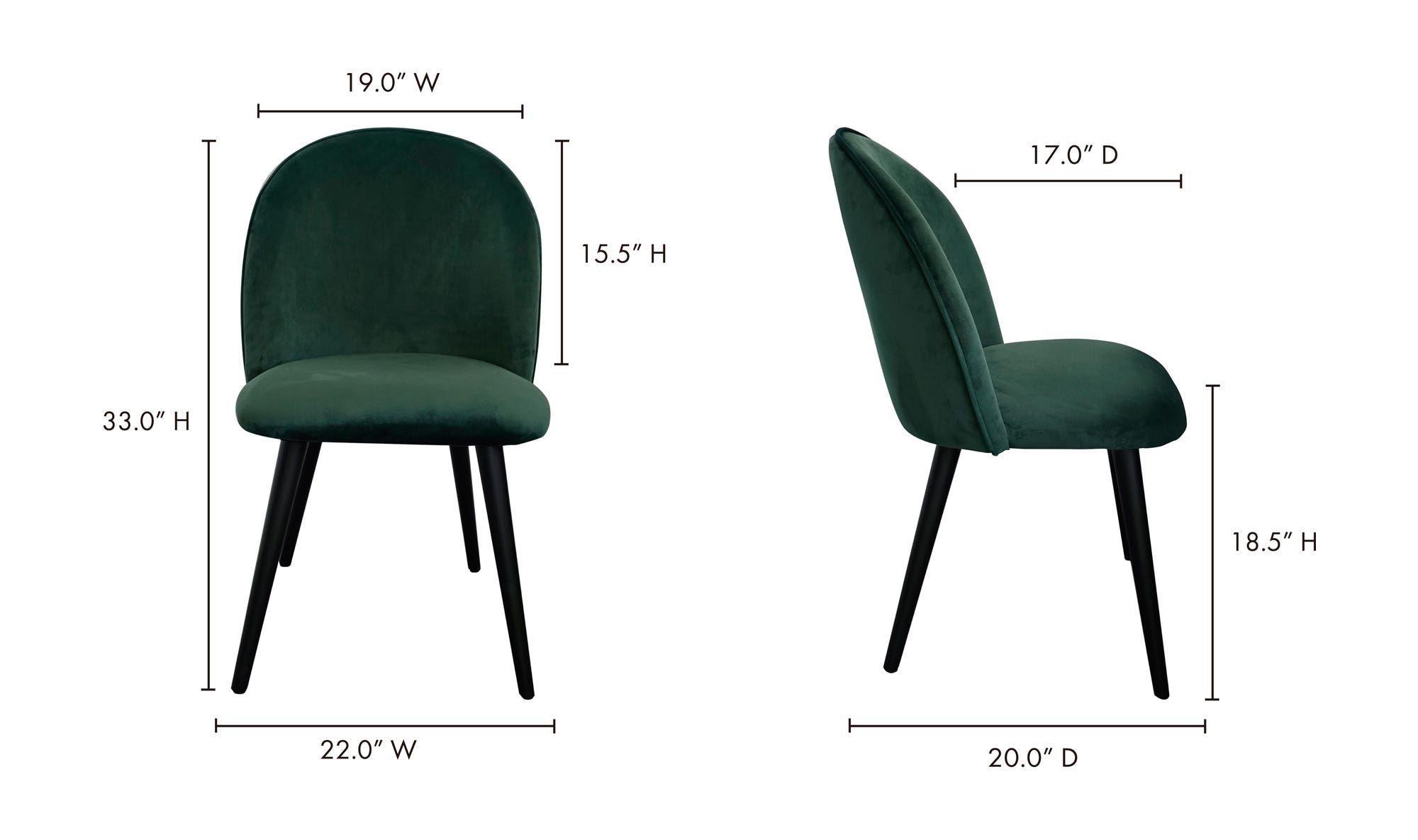 Moe's Clarissa Contemporary Dining Chair Set of 2 - Green