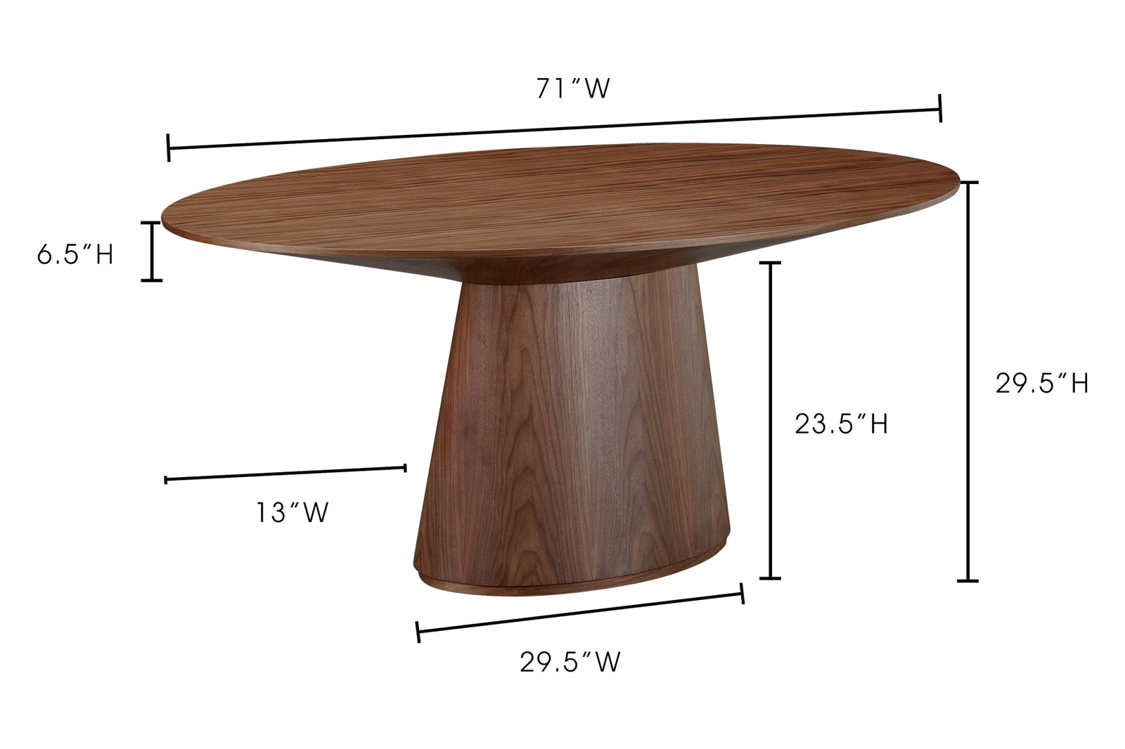 Moe's Otago Oval Dining Table - Brown, 71"