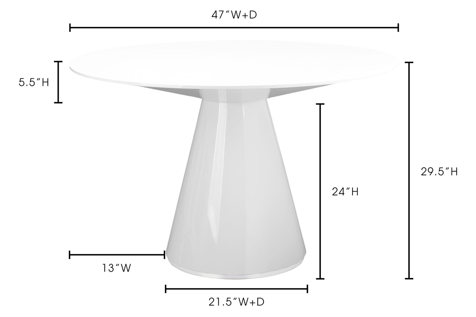 Moe's Otago Round Dining Table - White, 47"