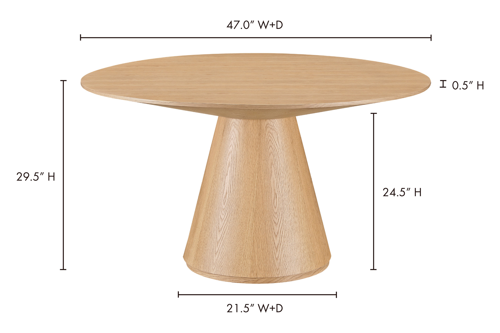 Moe's Otago Round Dining Table - Oak, 47"