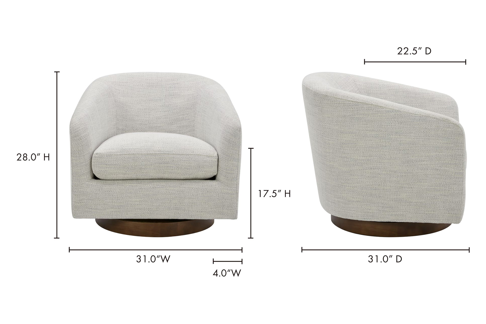 Moe's Oscy Swivel Chair - Splashed White