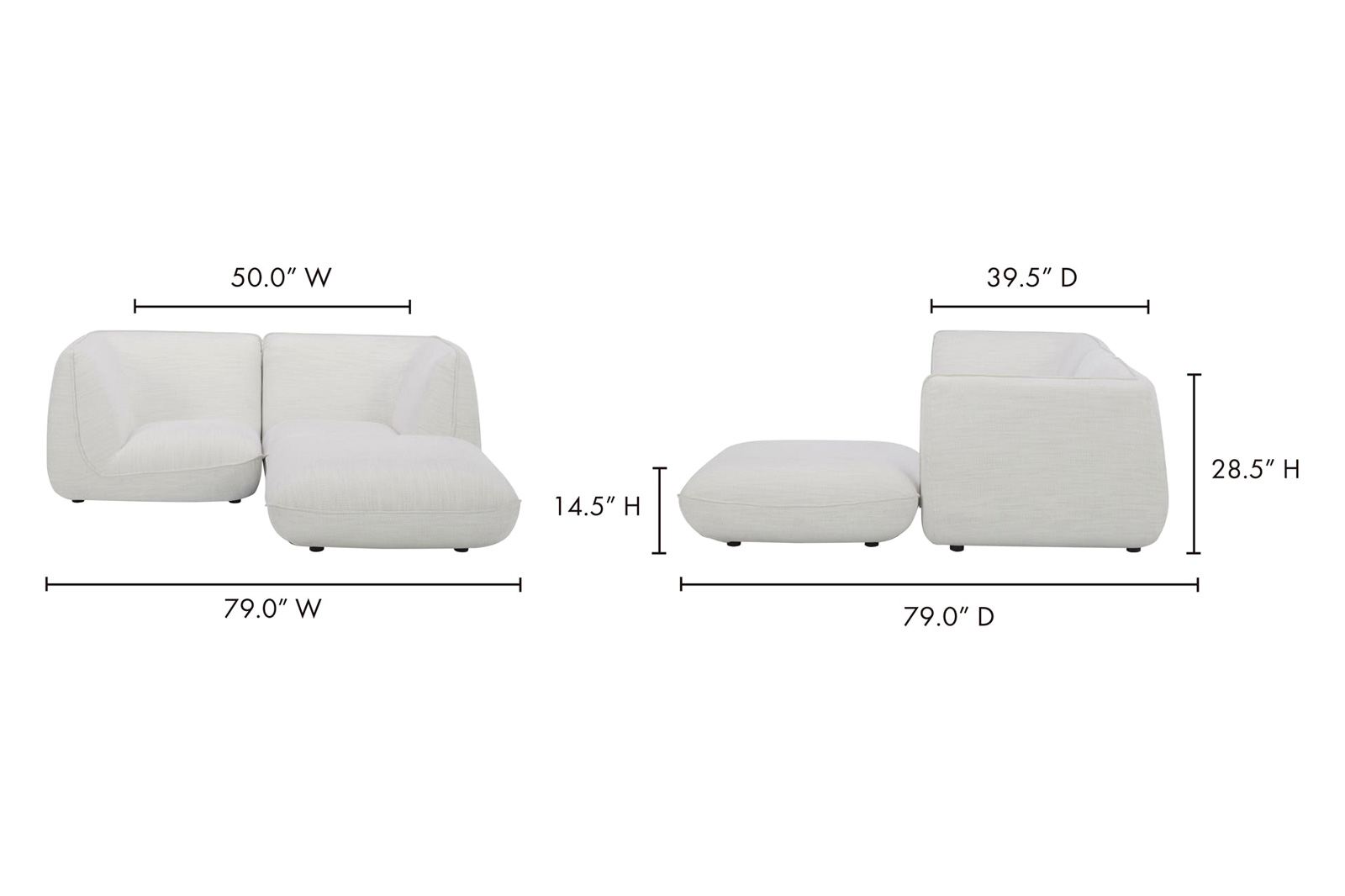 Moe's Zeppelin Nook Modular Sectional - White