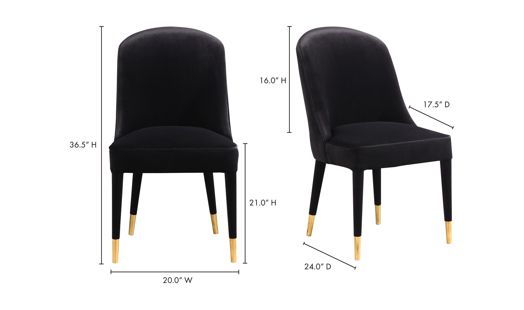 Moe's Liberty Contemporary Dining Chair Set of 2 - Black