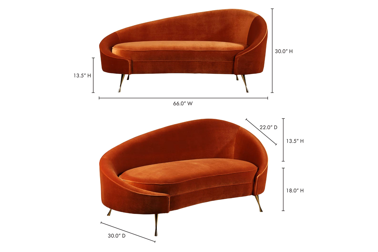 Moe's Abigail Chaise - Orange