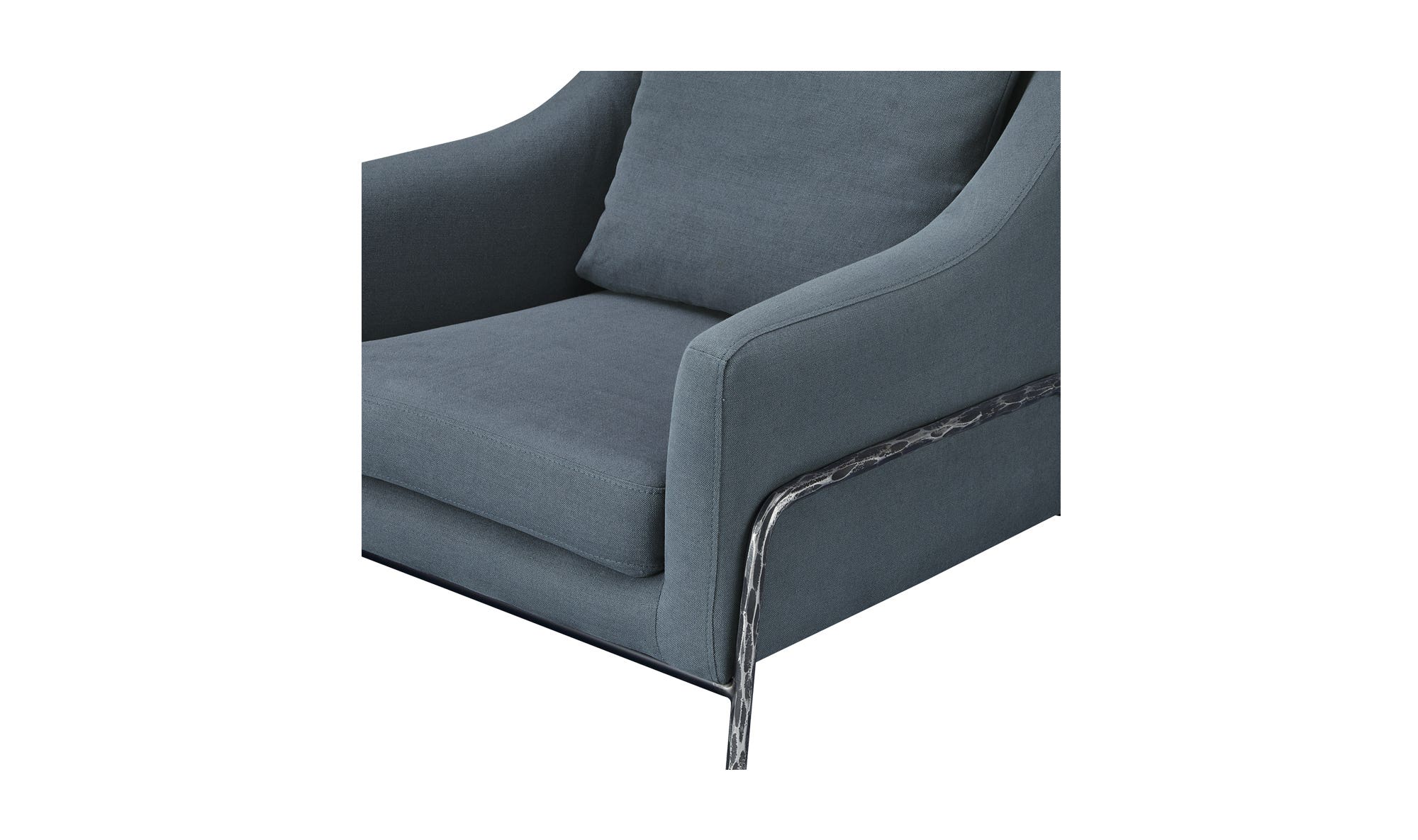 Moe's Archer Rustic Accent Chair - Slate Blue Linen Blend