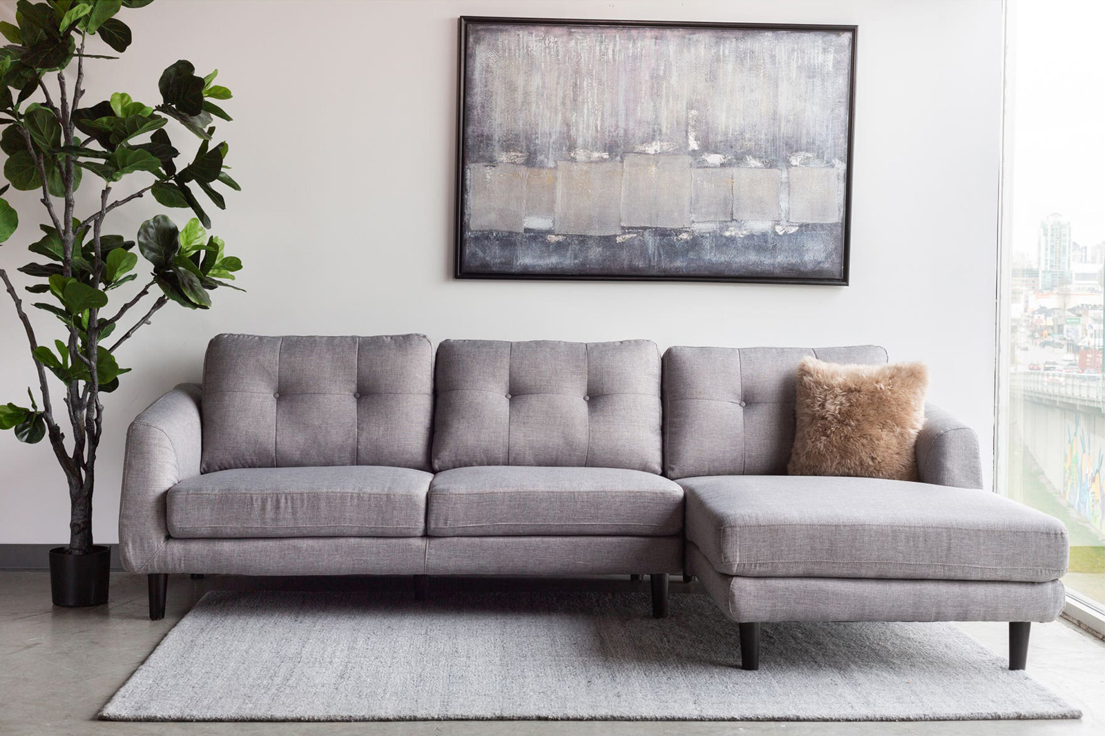 Moe's Corey Sectional - Dark Gray, Right Facing