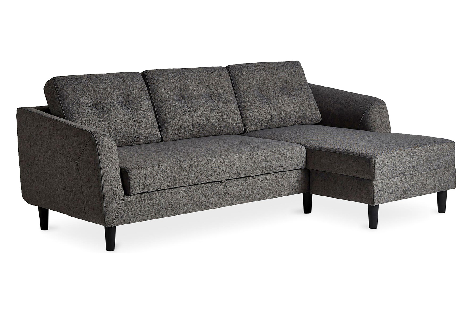 Moe's Belagio Sofa Bed With Chaise - Charcoal Gray, Left Facing