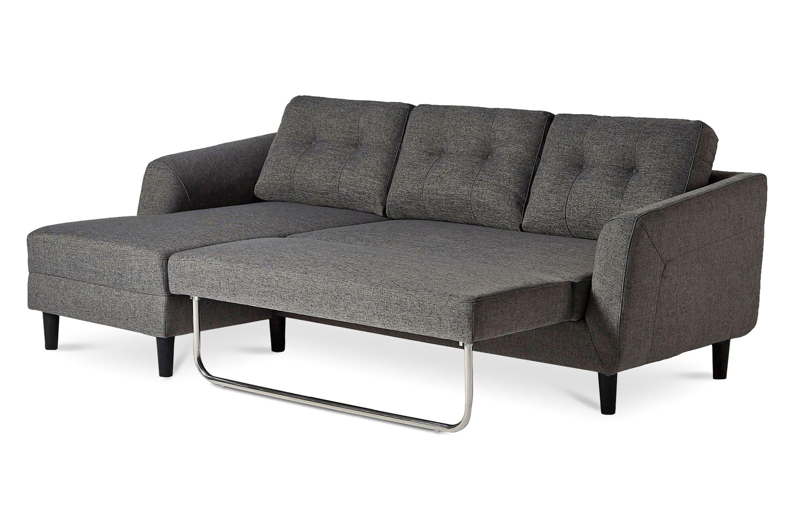 Moe's Belagio Sofa Bed With Chaise - Charcoal Gray, Left Facing