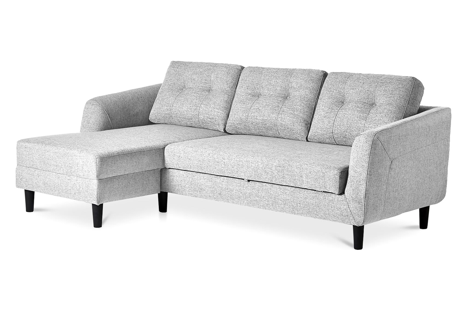 Moe's Belagio Sofa Bed With Chaise - Light Gray, Left Facing