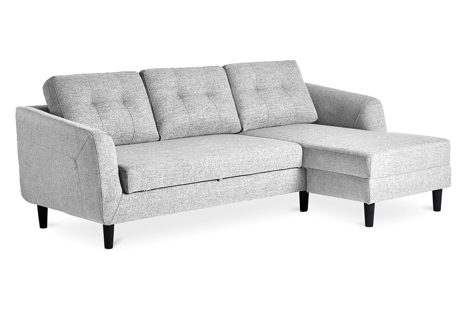 Moe's Belagio Sofa Bed With Chaise - Light Gray, Right Facing