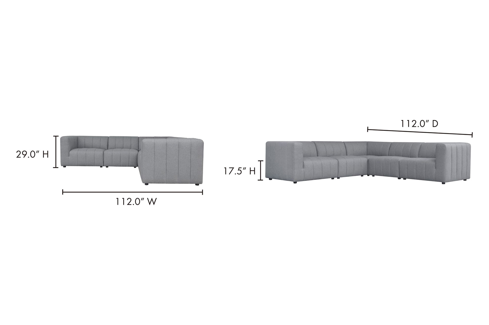 Moe's Lyric Classic L Modular Sectional - Gray