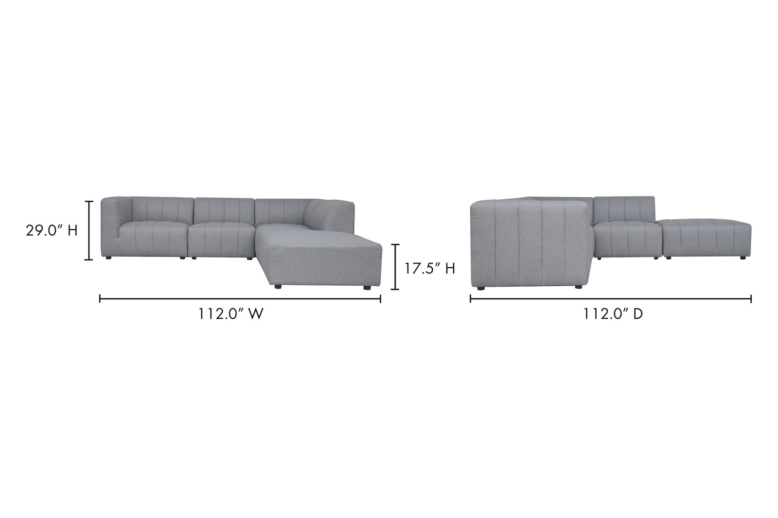 Moe's Lyric Dream Modular Sectional - Gray, Right Chaise