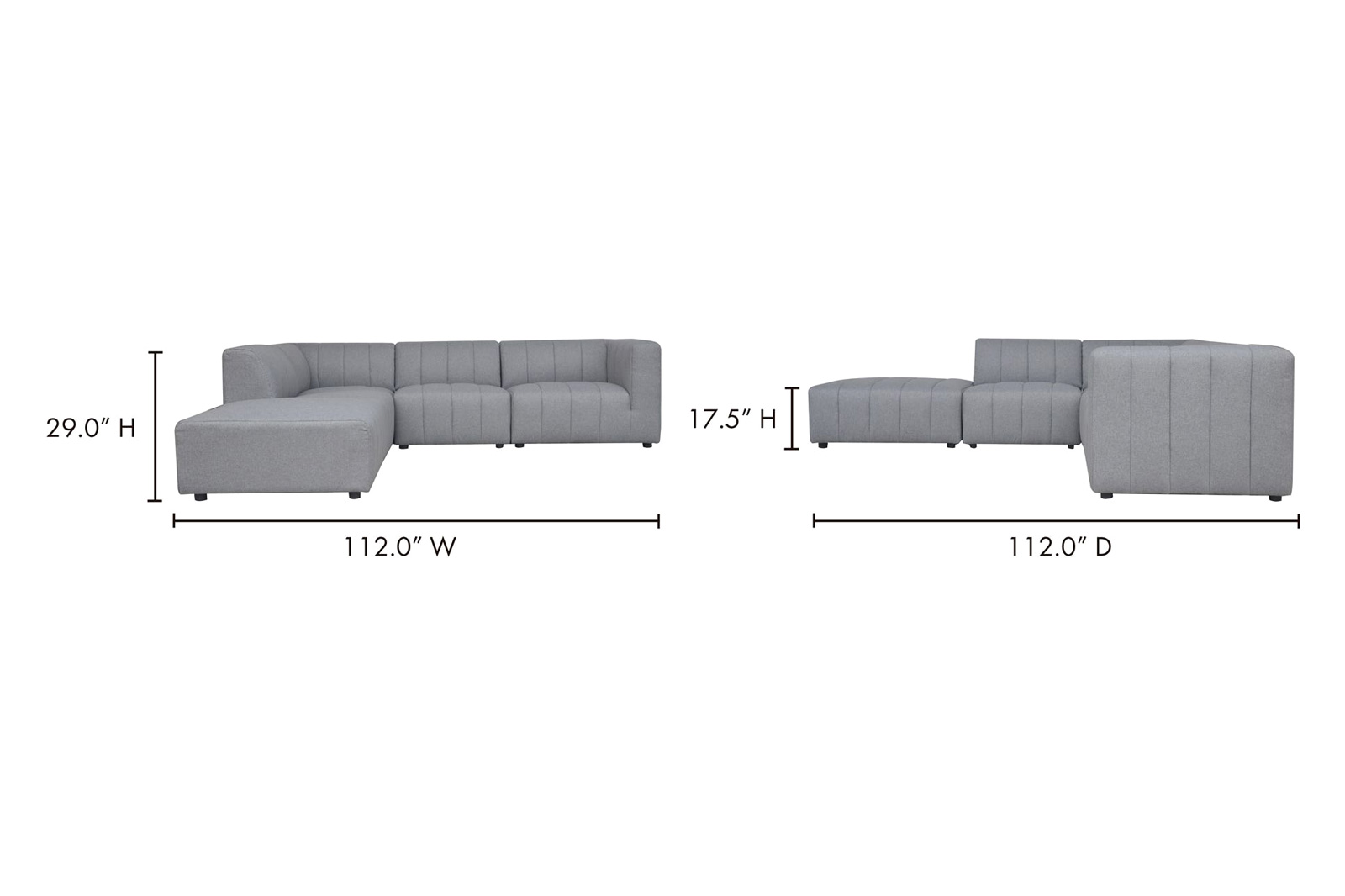 Moe's Lyric Dream Modular Sectional - Gray, Left Chaise