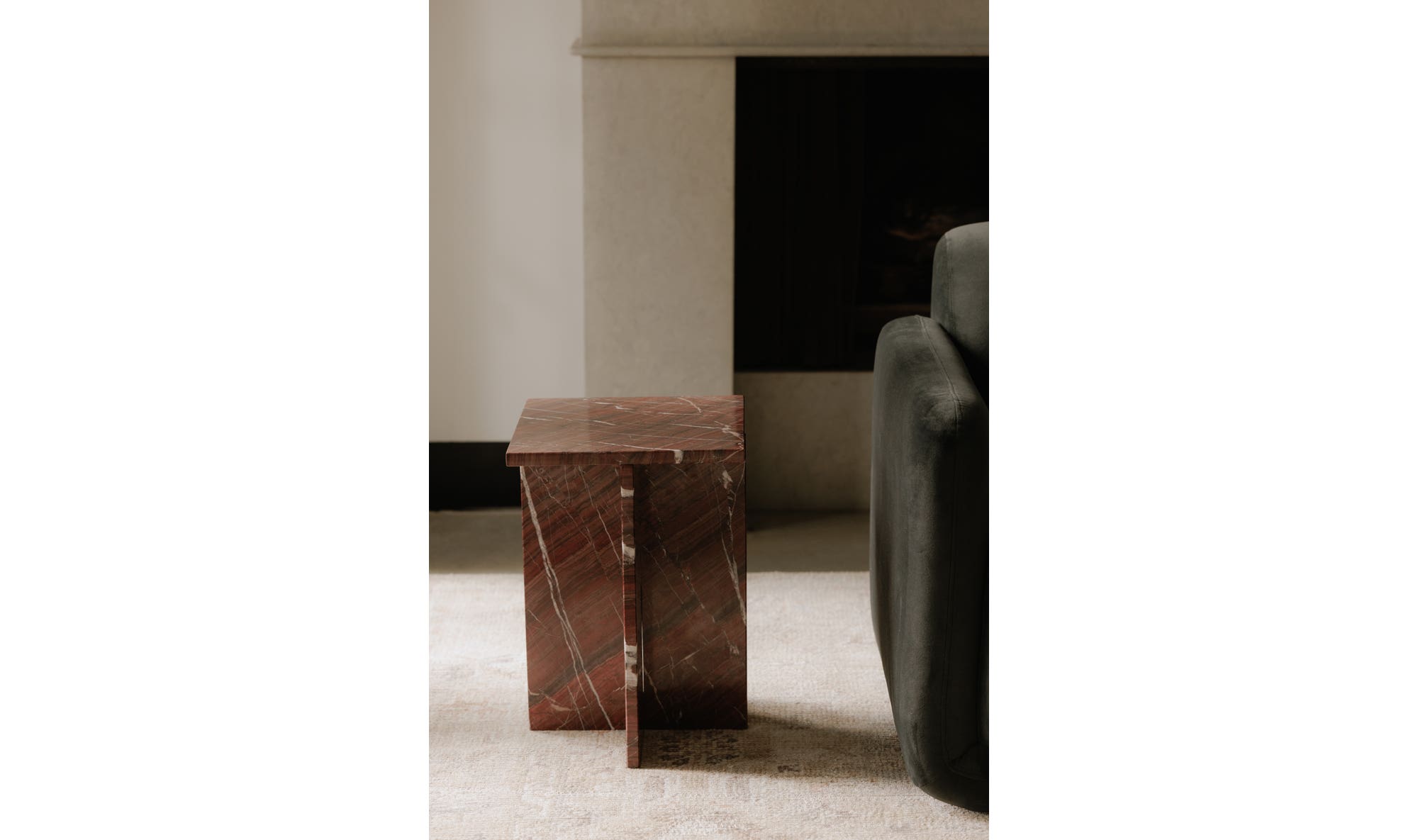 Moe's Blair Contemporary Accent Table - Rosso Levanto Marble