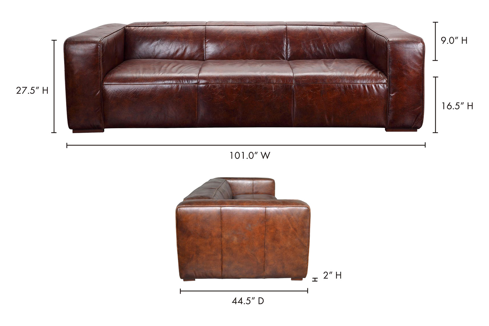 Moe's Bolton Sofa - Dark Brown