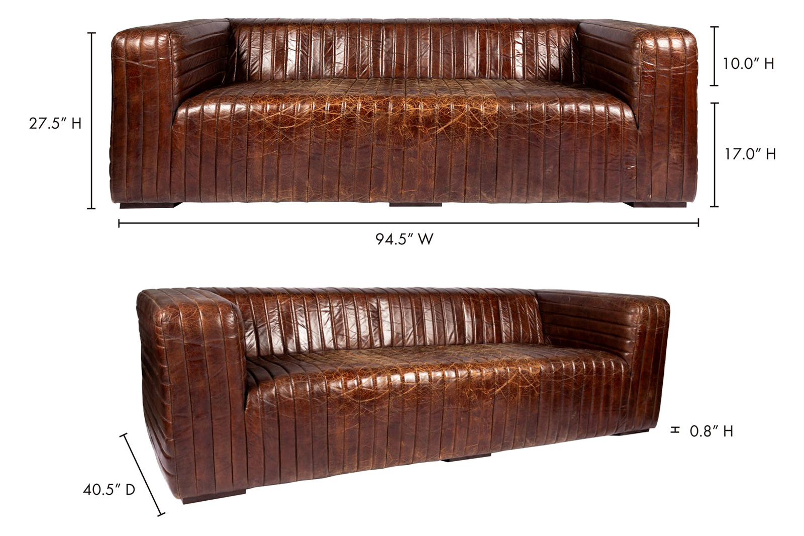 Moe's Castle Sofa - Dark Brown