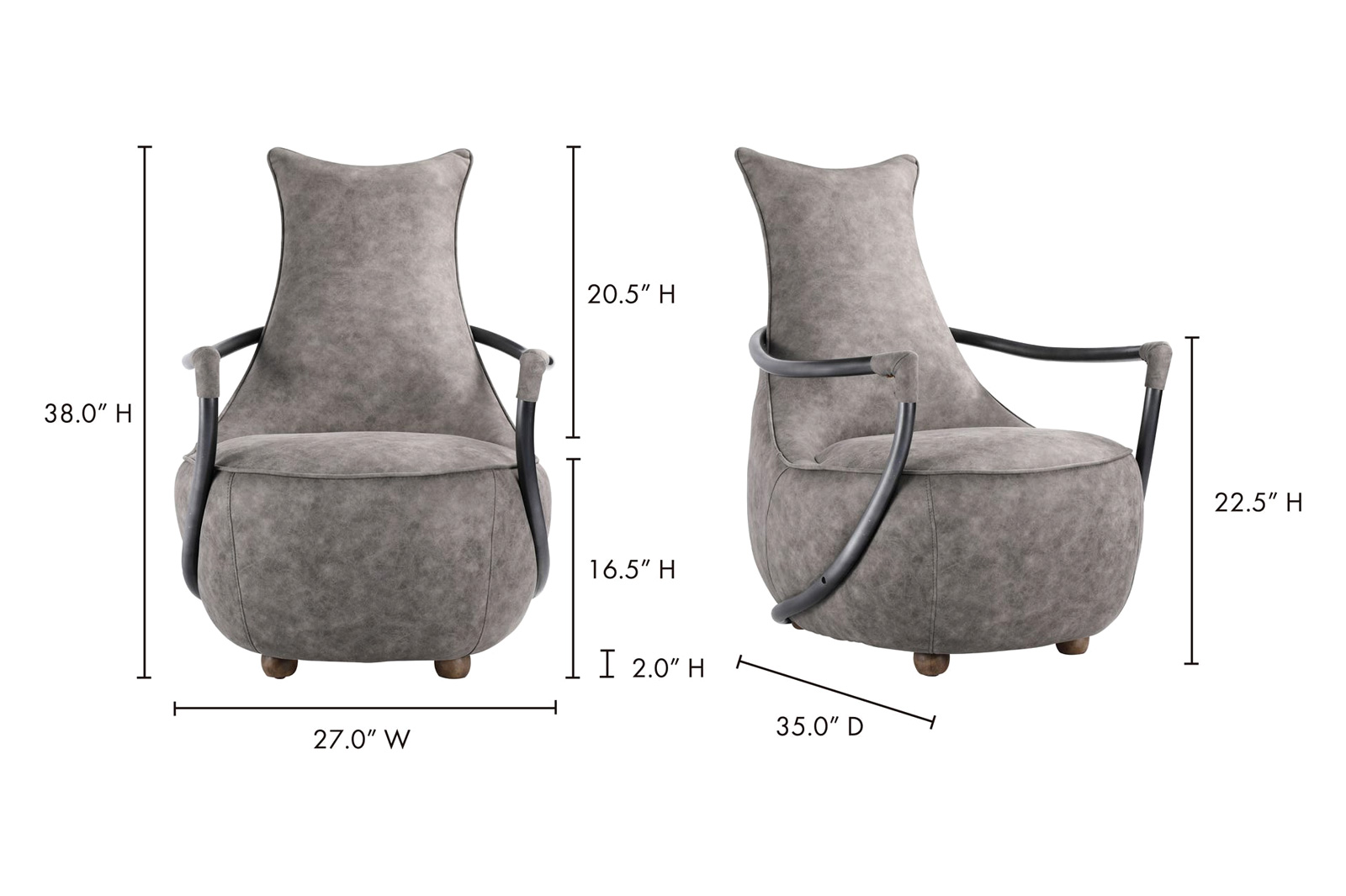 Moe's Carlisle Club Chair - Gray