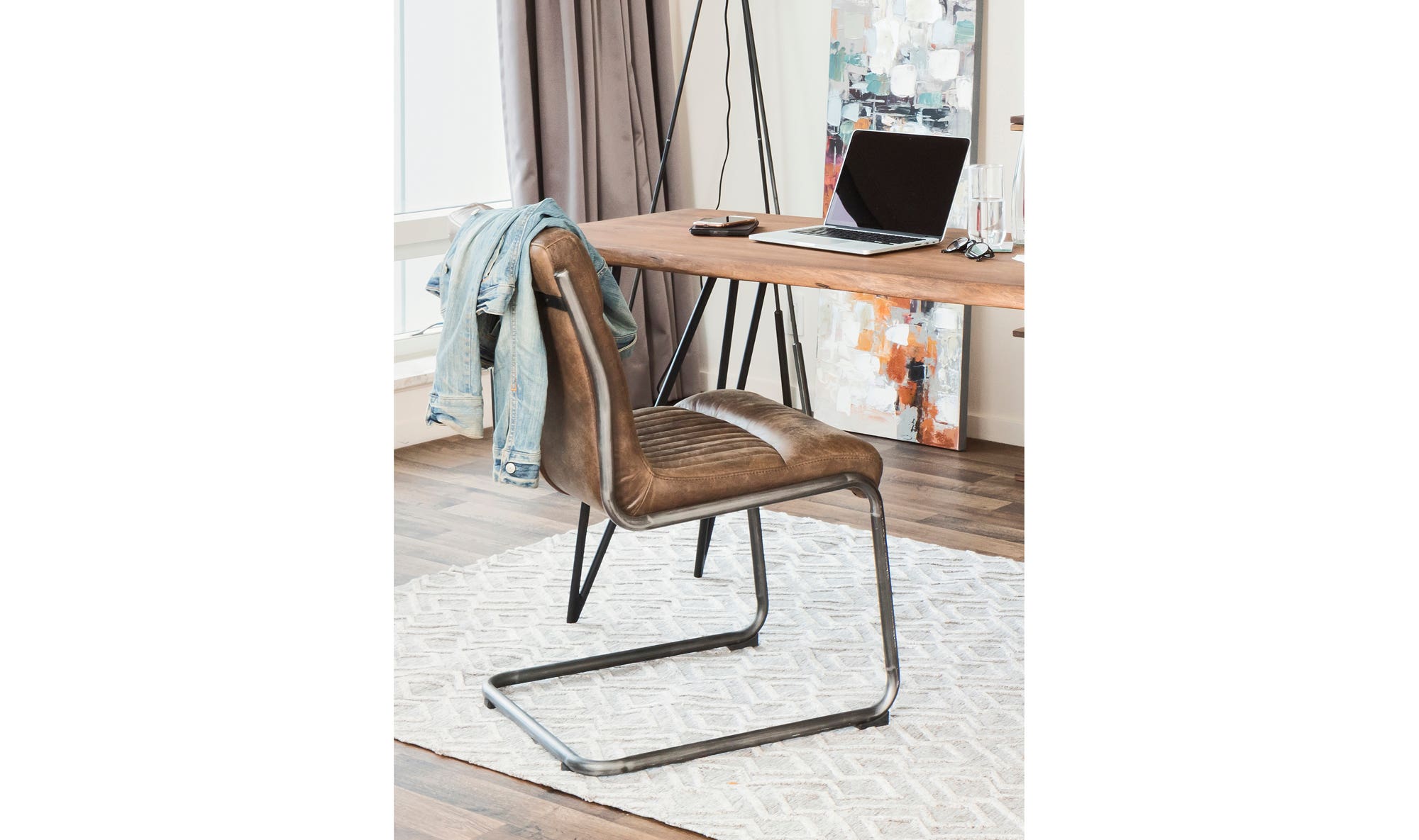 Moe's Ansel Industrial Dining Chair Set of 2 - Brown