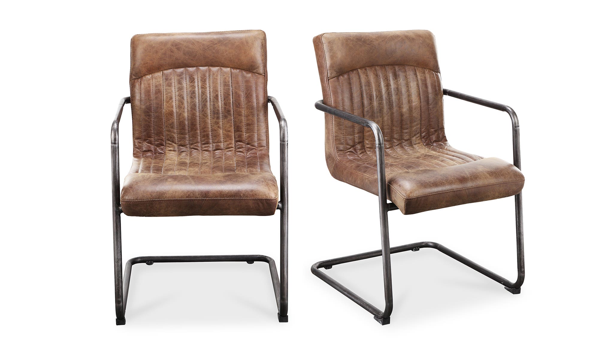 Moe's Ansel Industrial Armchair Set of 2 - Light Brown