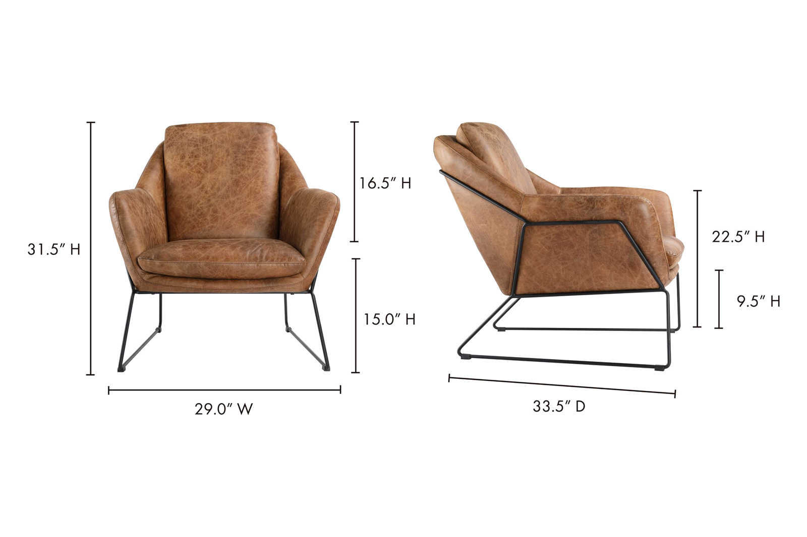 Moe's Greer Club Chair - Cappuccino