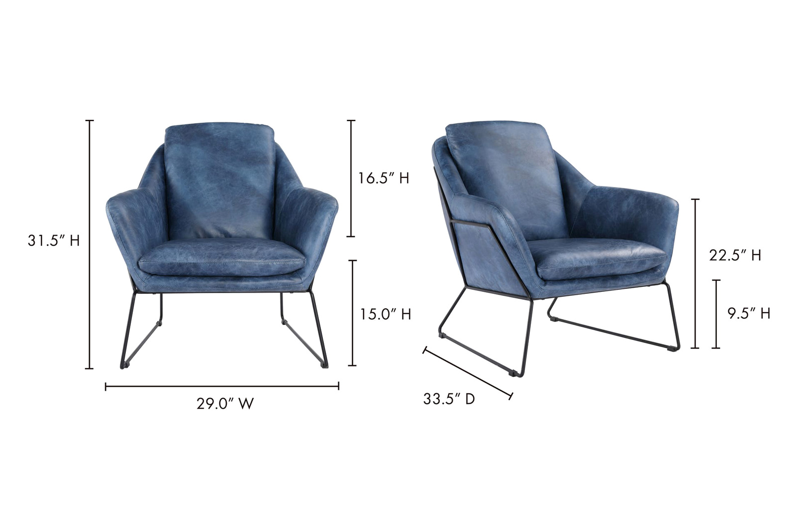 Moe's Greer Club Chair - Dark Blue