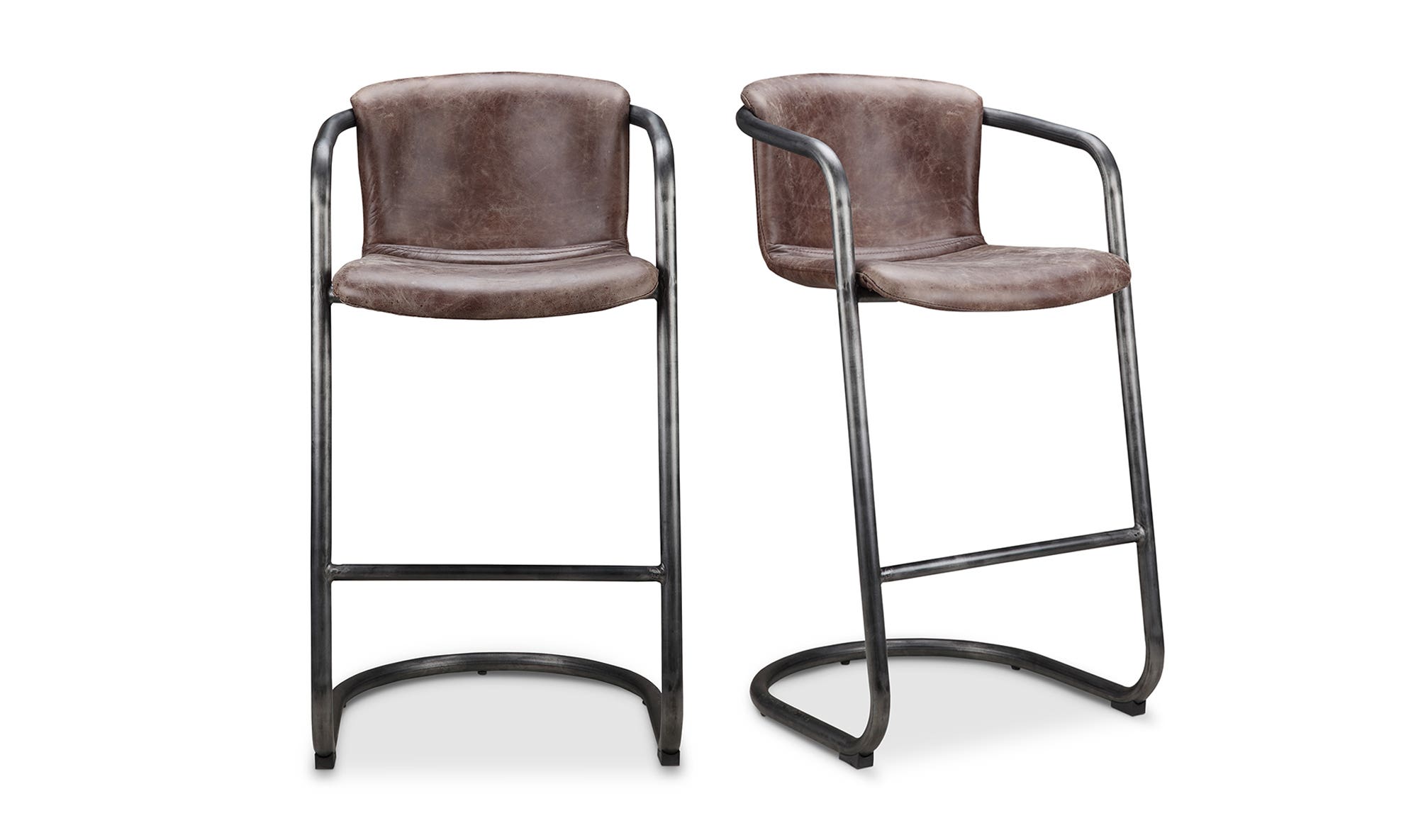 Moe's Freeman Industrial Bar Stool Set of 2 - Brown