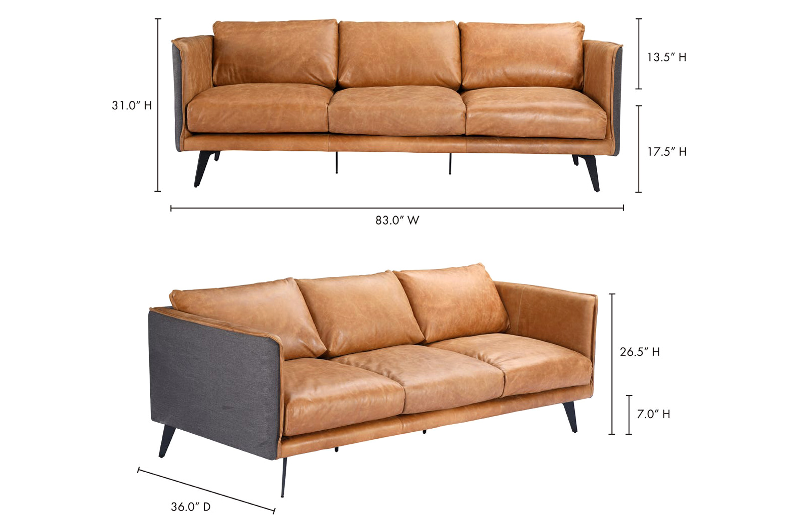 Moe's - Messina Sofa in Orange