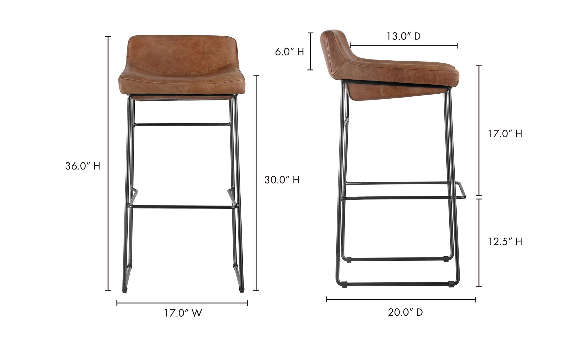 Moe's Starlet Contemporary Barstool Set of 2 - Cappuccino