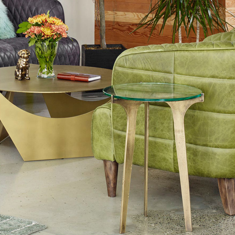 Moe's - Halvorsen Accent Table in Brass/Clear